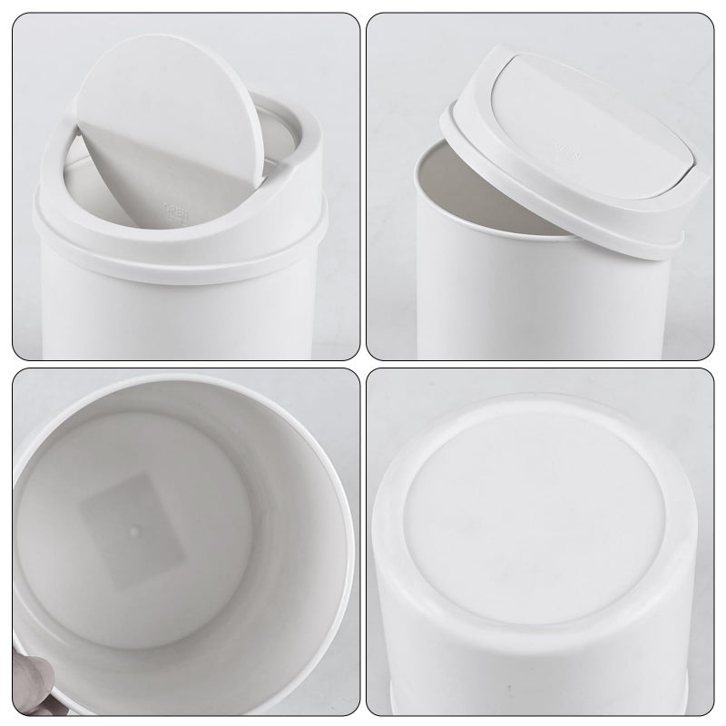 Eagrye 0.5 Gallon Tiny Desktop Trash Can, Mini Garbage Can with Swing Lid, White - Image 3